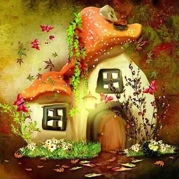 

Full Square/round Diamond 5D DIY Diamond Painting Mushroom house Embroidery Cross Stitch Rhinestone Mosaic Home Decor