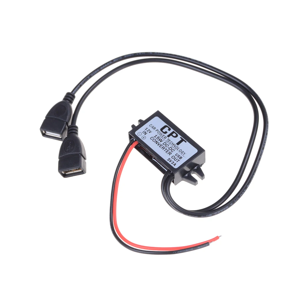New Sale 1pcs DC DC Converter 12V Buck To 5V 3A Dual USB Output Jack Car Power Regulator Voltage Step Down Module Power Supply