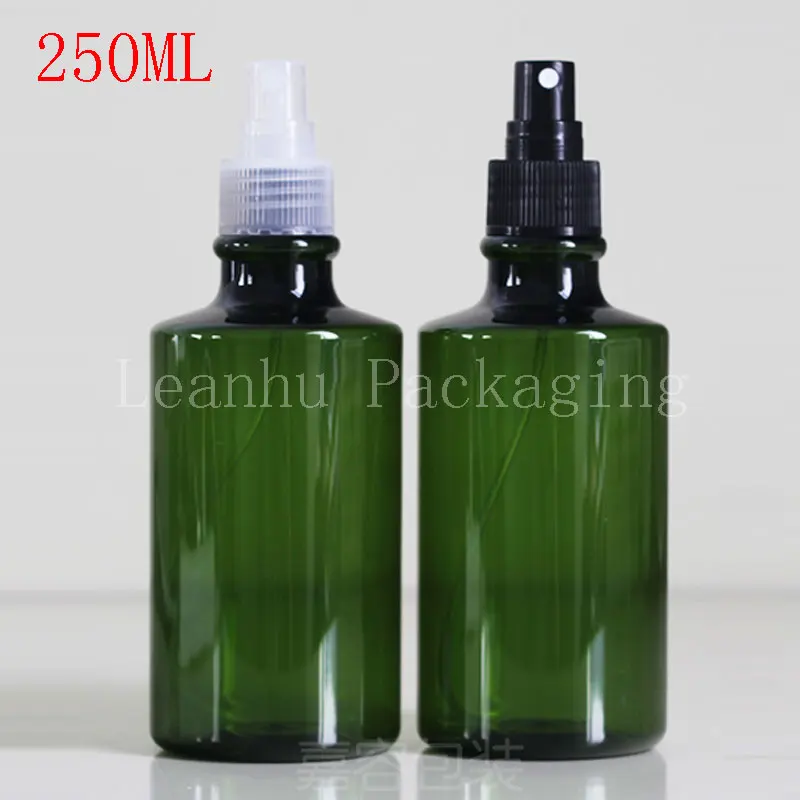 

250ML Green Plastic Bottle With Spray Pump, 250CC Toner/Water Packaging Bottle, Empty Cosmetic Container (30 PC/Lot)