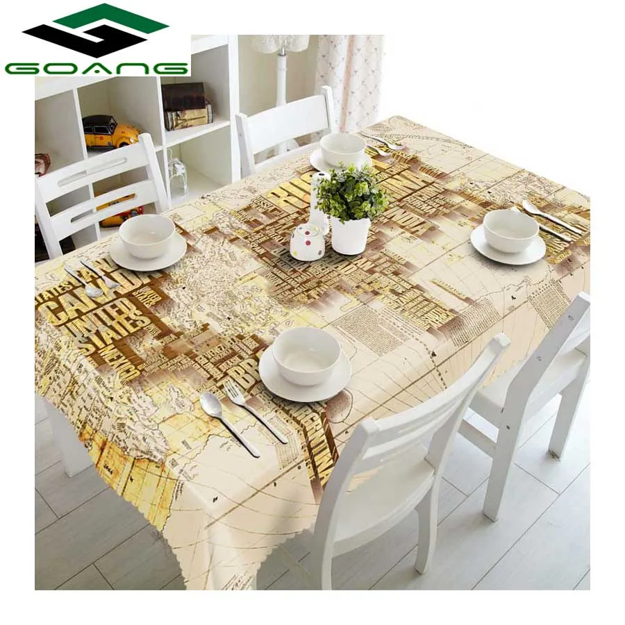 

GOANG 3d tablecloth waterproof dustproof thicken rectangular and round table cover home decoration world map home textiles