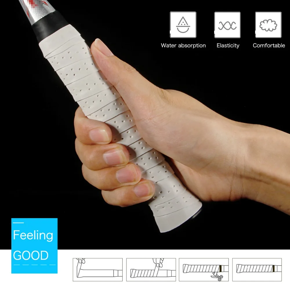 10 قطع الأبيض المغلفة مكافحة زلة تنس Overgrips الريشة القبضات تنفس تنس مضرب أشرطة العصابات الصيد قضيب الأغطية