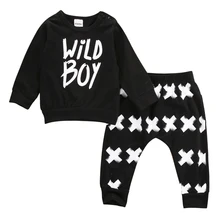 2Pcs Newborn Baby Boy Girl Clothes Long Sleeve Wild Boy T shirt Cross Long Pants Leggings