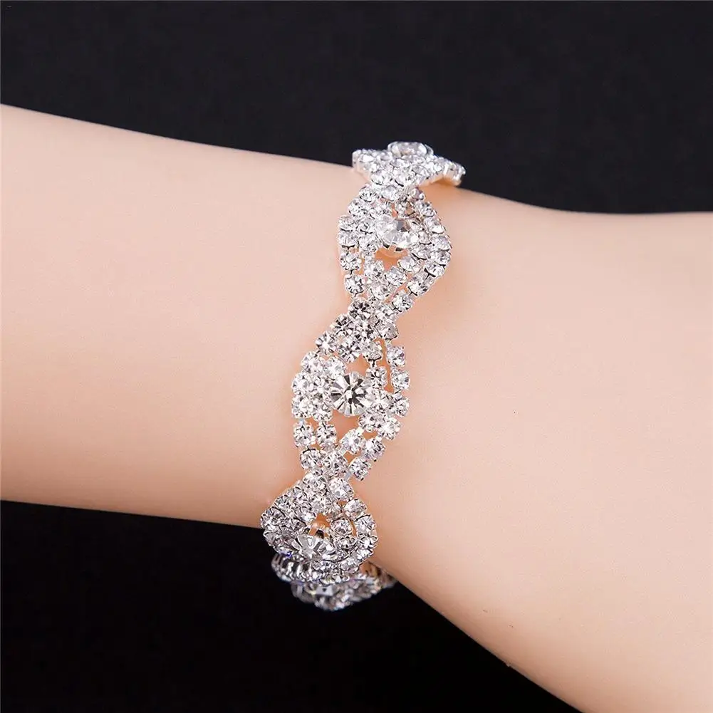 Open Rhinestone Luxury Bracelet Wedding Bridal Bracelet Full Coverage