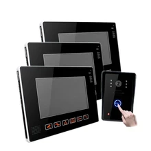 9″ TFT LCD Wired Video Audio Intercom Doorbell Video Door Phone Bell Access Control 1 Camera 3 Monitor for Home Security System