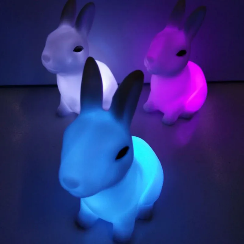 dinosaur night light Colorful Rabbit Night Lights for Children Baby Gifts Cartoon Cute Animal Bunny Lamp Christmas Decoration Kids Birthday Gift unicorn night light