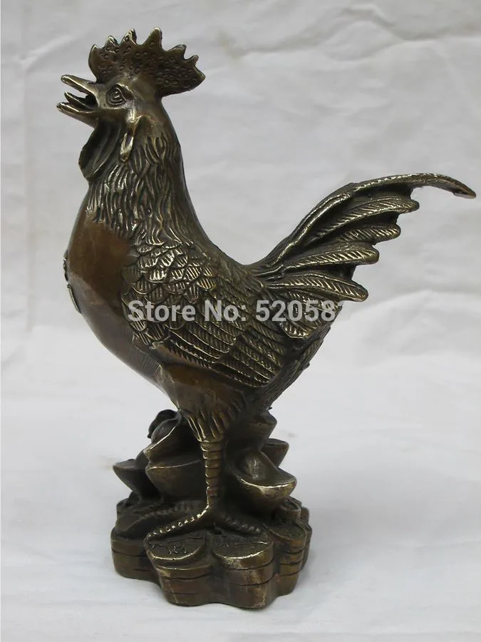 

free 7"China chinese Bronze carved money wealth poultry Statue luckly FO Chick fast