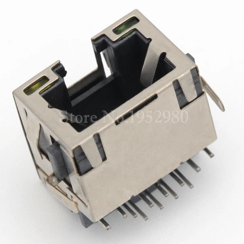 10 шт./лот RJ45 экранированный сетевой разъем медный корпус Ethernet со светодиодным SMD