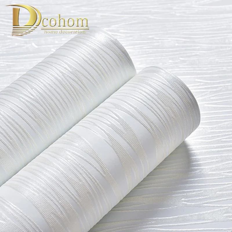 

3d White Beige Modern Simple Wall Paper Solid Color Stripes Textured Plain Wallpaper Roll For Bedroom Living Room Home Decor