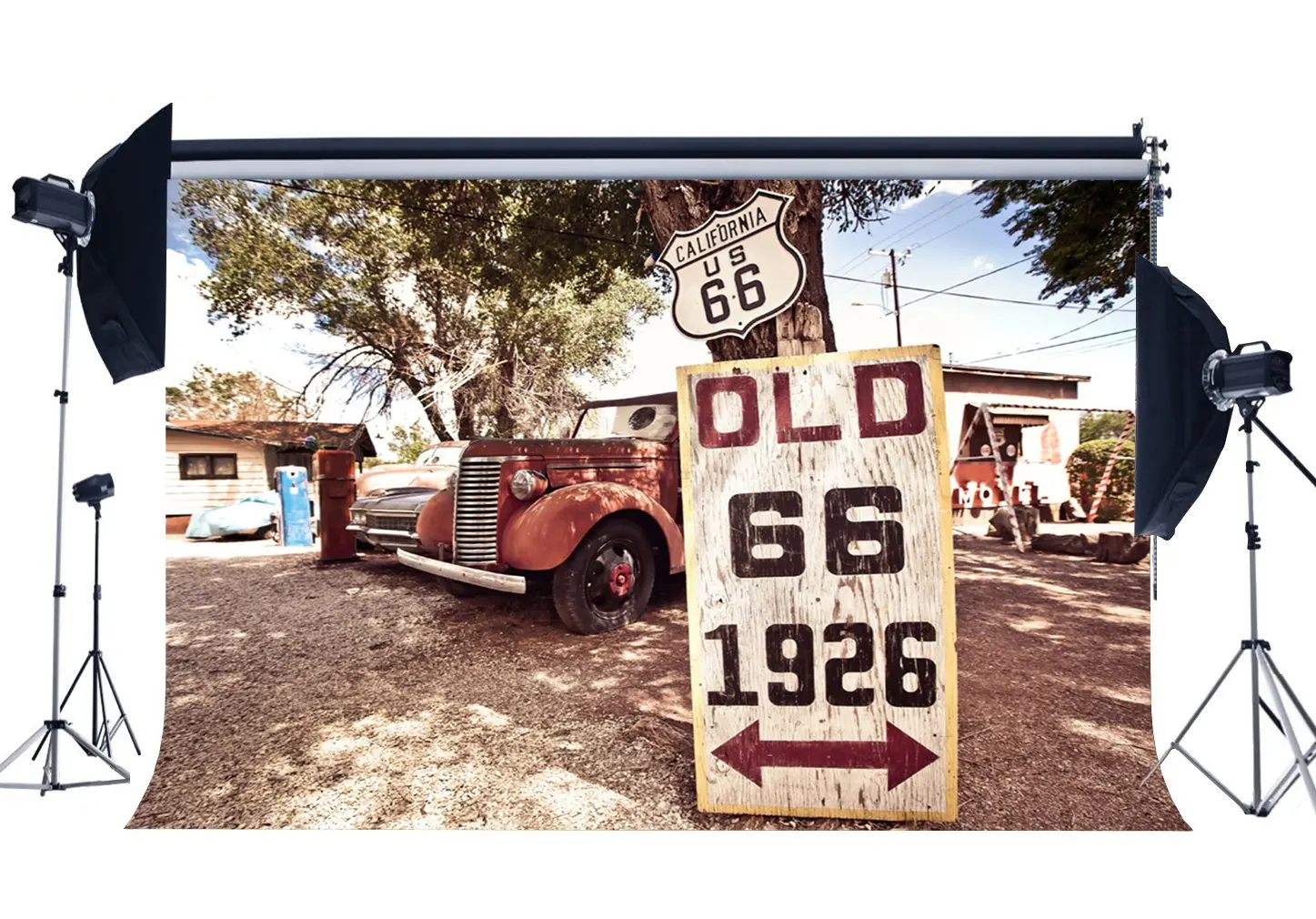 

Old Route 66 Backdrop California West Cowboy Backdrops Vintage Old Car Grocery Store Rustic Wood Background