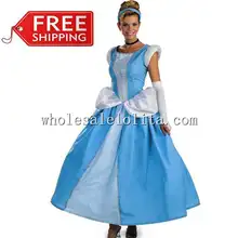 Top Fasion Cotton Chiffon Sleeveless Shipping Adult Cinderella Costumes Princess Costume Cosplay Halloween for Women