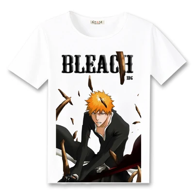 Аниме отбеливатель футболка Ичиго Куросаки Bankai Косплей короткий рукав полиэстер
