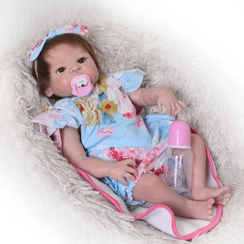 

23"57cm Full silicone reborn baby girl dolls bebes reborn cuerpo entero de silicon menina bonecas children gift toy dolls