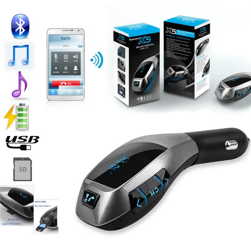 X5 FM передатчик Bluetooth Handsfree Car Kit автомобильный аудио Беспроводной Bluetooth MP3 плеер радио ЖК-дисплей SD USB Комплект автомобильного зарядного