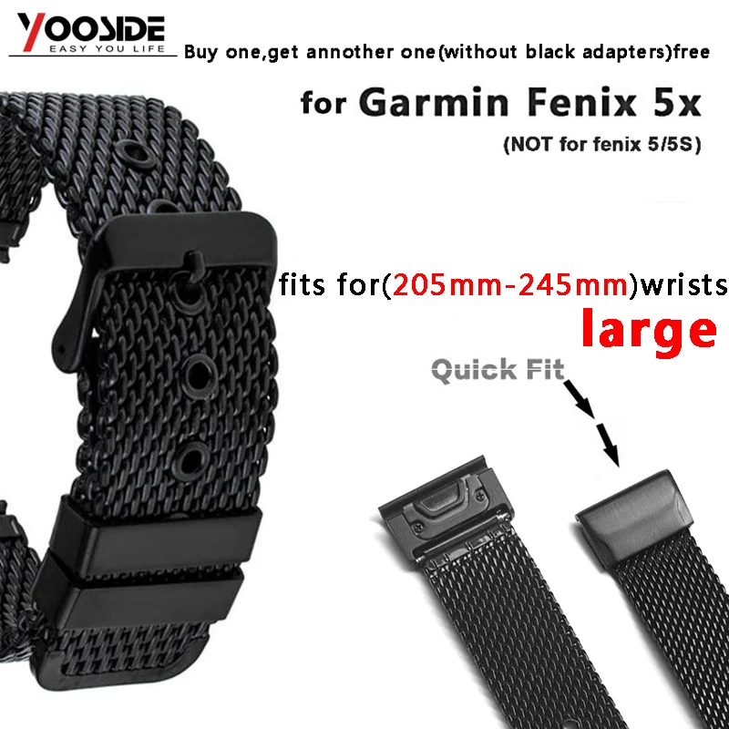 

for Garmin Fenix 5X/Fenix 3/Fenix 3 HR Quick Fit Quick Replacement large Watch Band Stainless Steel Mesh Watch Band Strap
