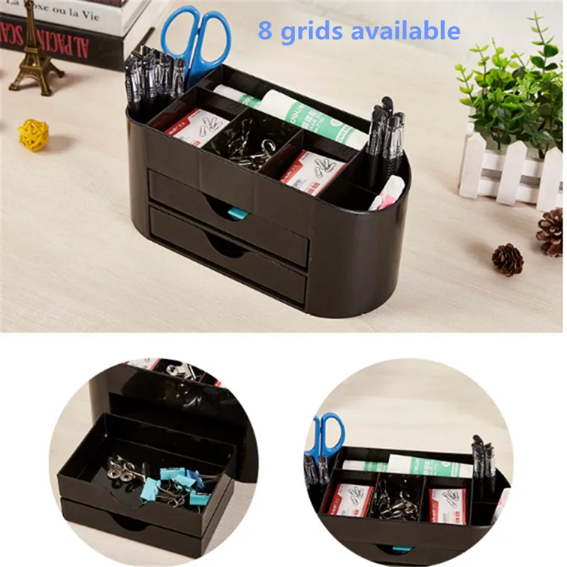 

Multi-function Plastic/PU Leather Pen Holder Desk Stationery Organizer Pencil Stand Office School Home Desktop Storage Container