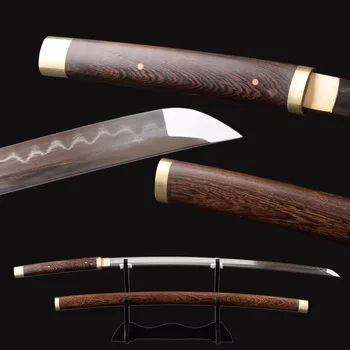 

Brandon Swords Full Tang Japanese Samurai Katana with Rosewood Saya Very Sharp Folded Steel Clay Tempered Espada Sword