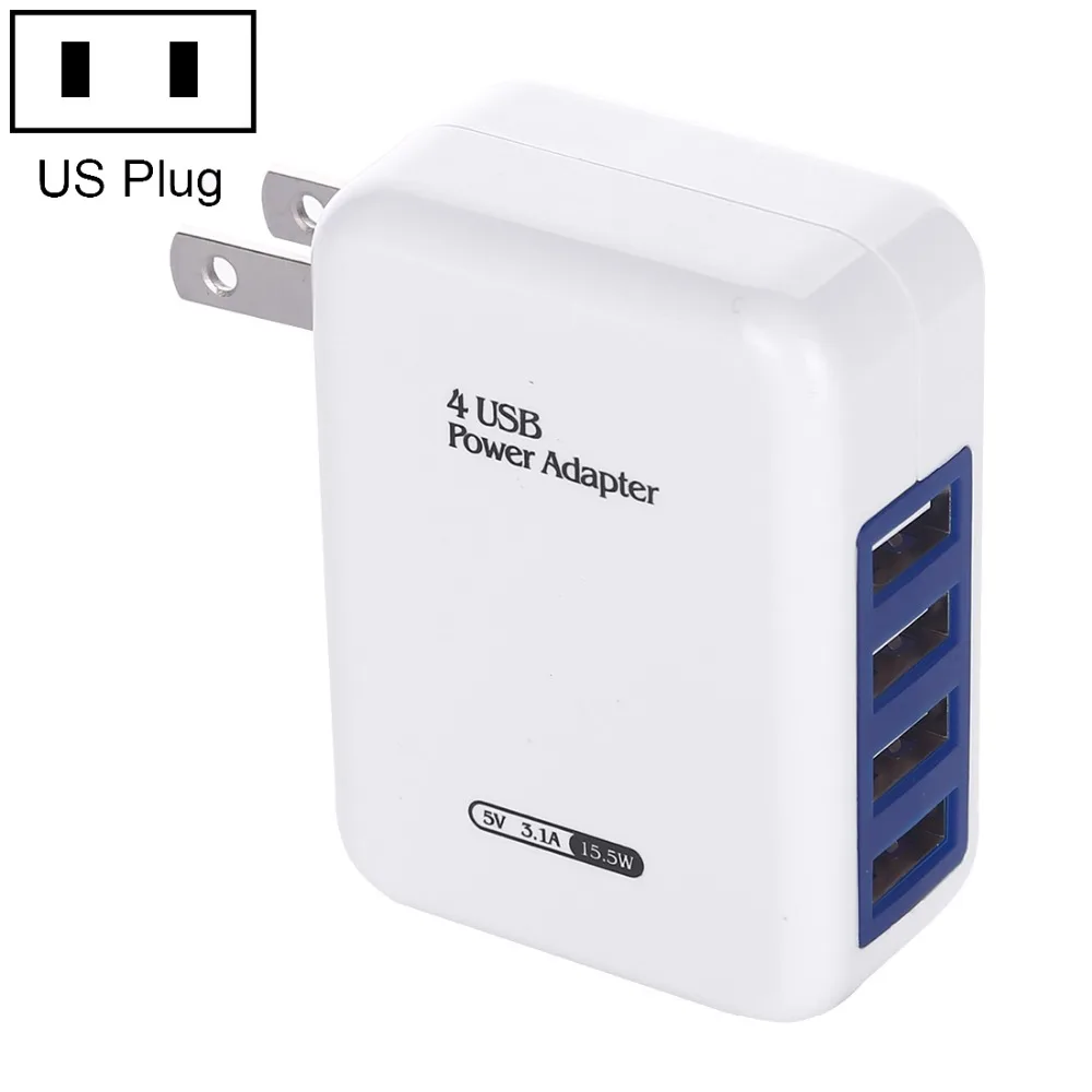 US Plug 5V 3.1A 4USB выходное зарядное устройство для iPhone/vivo X21/Samsung S10/Huawei P20 P30 P40 Mate 20/OPPO R17
