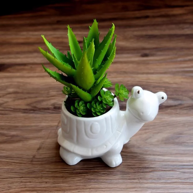 

Mini Animal Ceramic Flowerpot White Porcelain Tortoise Garden Small Cactus Pot Planter Ceramic Pots Desktop Decorative Wholesale