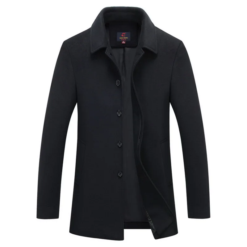 New Winter mens warm Windbreaker trench Jacket coat woolen long peacoat men slim fit casual thick overcoat Single breasted black New Winter mens warm Windbreaker trench Jacket coat woolen long peacoat men slim fit casual thick overcoat Single breasted black