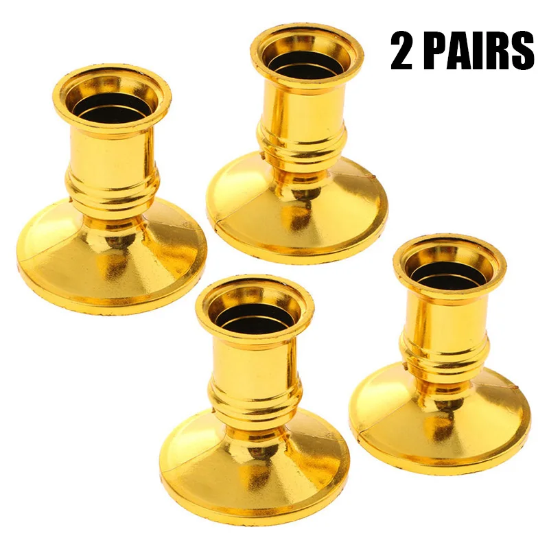 

Fashion 4pcs Taper Candle Holders Traditional Shape Fits Standard Candlestick Gold Suitable For Electronic Candles