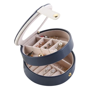 

Hot 3 Layers Jewelry Box With Mirror Travel Small Cosmetic Box Makeup Organizer Earrings Ring Container Necklace Gift