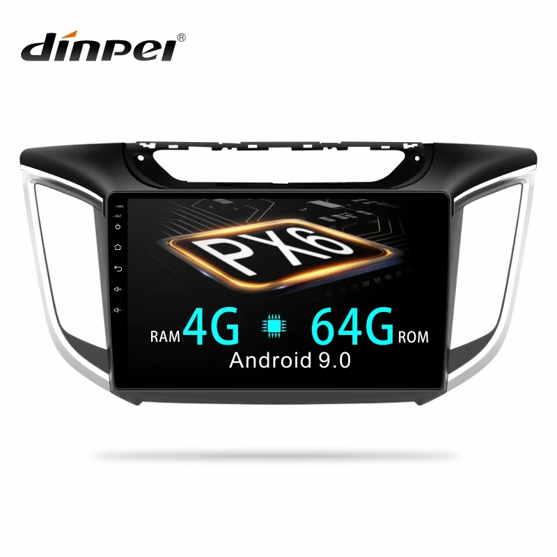 Dinpei PX6 4 + 64G Android 9 0 gps Автомобильный мультимедийный плеер для hyundai Creta ix25 2014 2015-2017