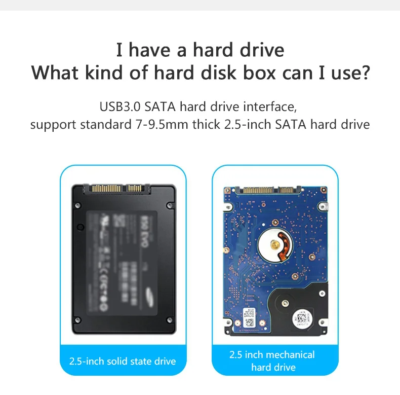 ССК HDD случае 2,5 дюйма SATA к USB3.0 SSD адаптер для SSD 1 ТБ 2 ТБ Тип C жесткий диск Box Внешний HD Высокое Скорость черный SHE080
