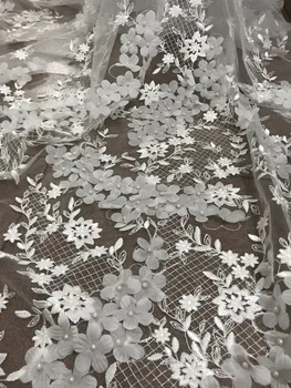 

Nigerian Lace Fabric z-han11877 with 3d flower Fashion Embroidered Tulle Fabric for bridal dress