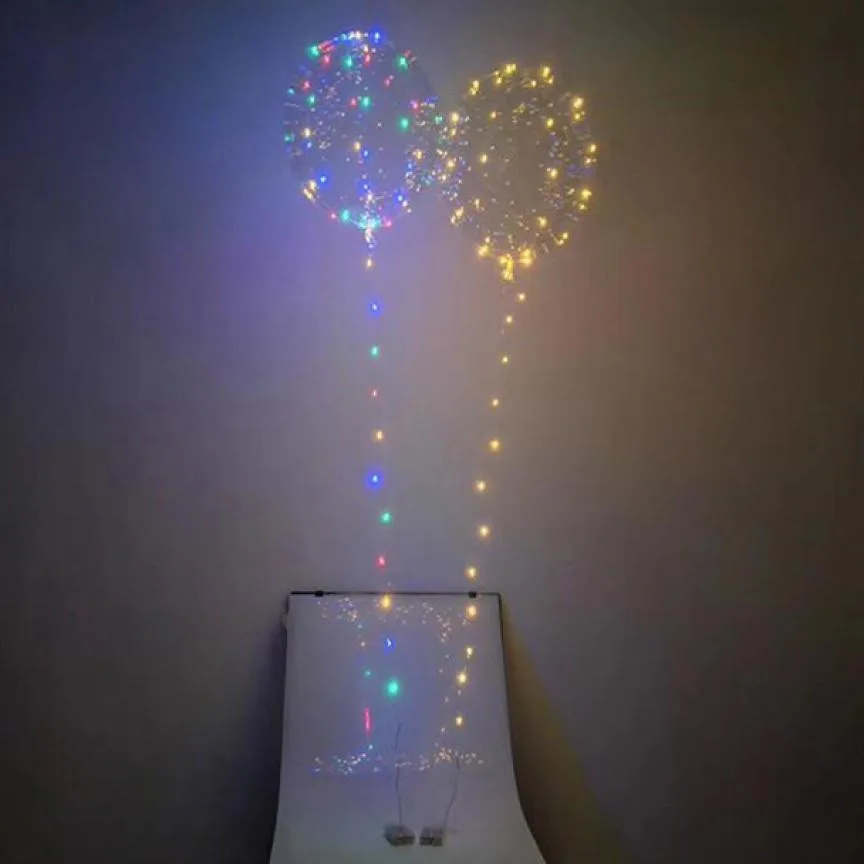 

20 Inch Luminous Led Balloon LED Transparent Balloon String Lights Round Bubble Helium Balloons Kids Wedding Decoration Hot Sale