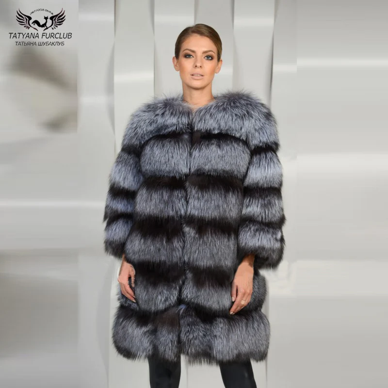 Женская куртка с натуральным мехом лисы Tatyana Furclub новинка 2020 пальто для русской