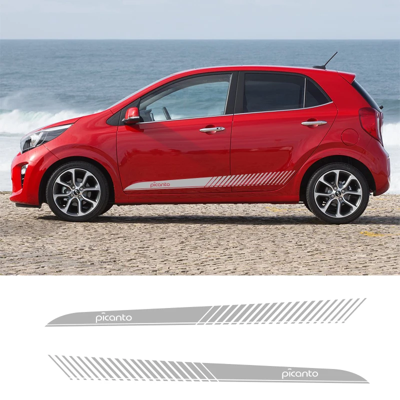  2 Sides Car Graphics Vinyl Side Stripes Auto Sticker Decals Car Styling For Kia Picanto Car Styling