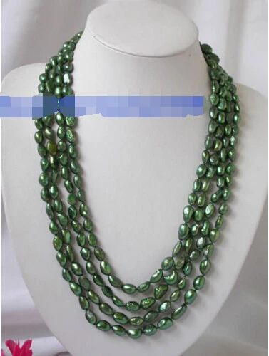 

n1400 100''unique green baroque pearls necklace