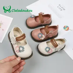 Claladoudou/Милая Розовая обувь с цветочным принтом для маленьких девочек, 11,5-15,5 см, Черная мягкая обувь для дошкольников, детская обувь
