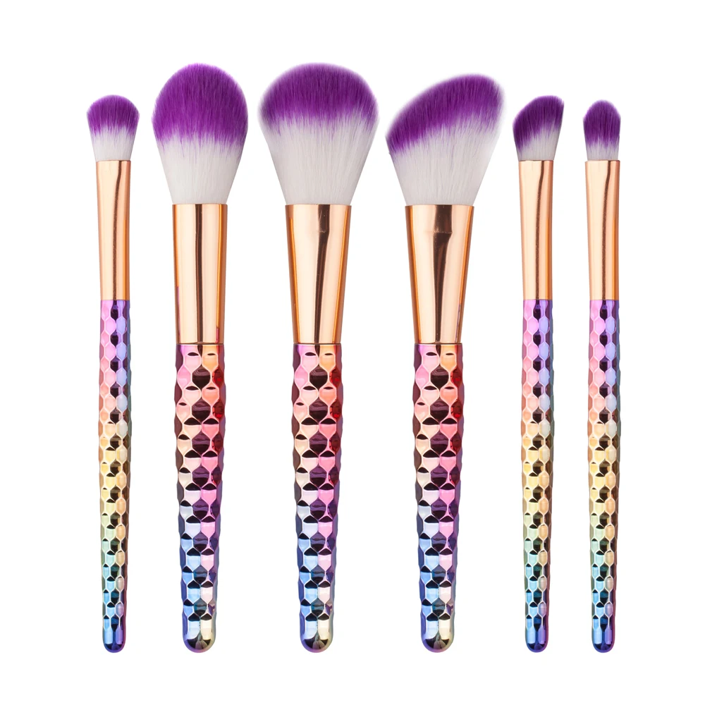 

GUJHUI Unicorn Brush Makeup Brushes Set 6pcs Rhinestone Tools Powder Foundation Eye Lip Concealer Face colorful Brush Kit JU253