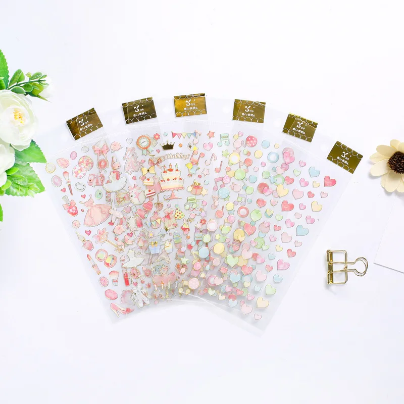 

3pcs sweet lovely simple gold foil hand account sticker DIY Classic Toys School Teacher Reward PVC Decorative Sticker escolar