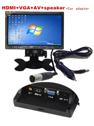 Супер hd7inch ЖК-дисплей цветной TFT 1024*600 прикуривателя встроенный Динамик монитор