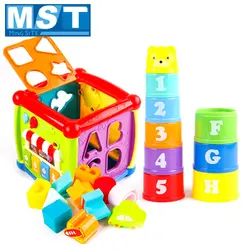 Многофункциональные Музыкальные игрушки одежда для малышей шкатулка музыкальная электронные игрушки Шестерни часы геометрические блоки