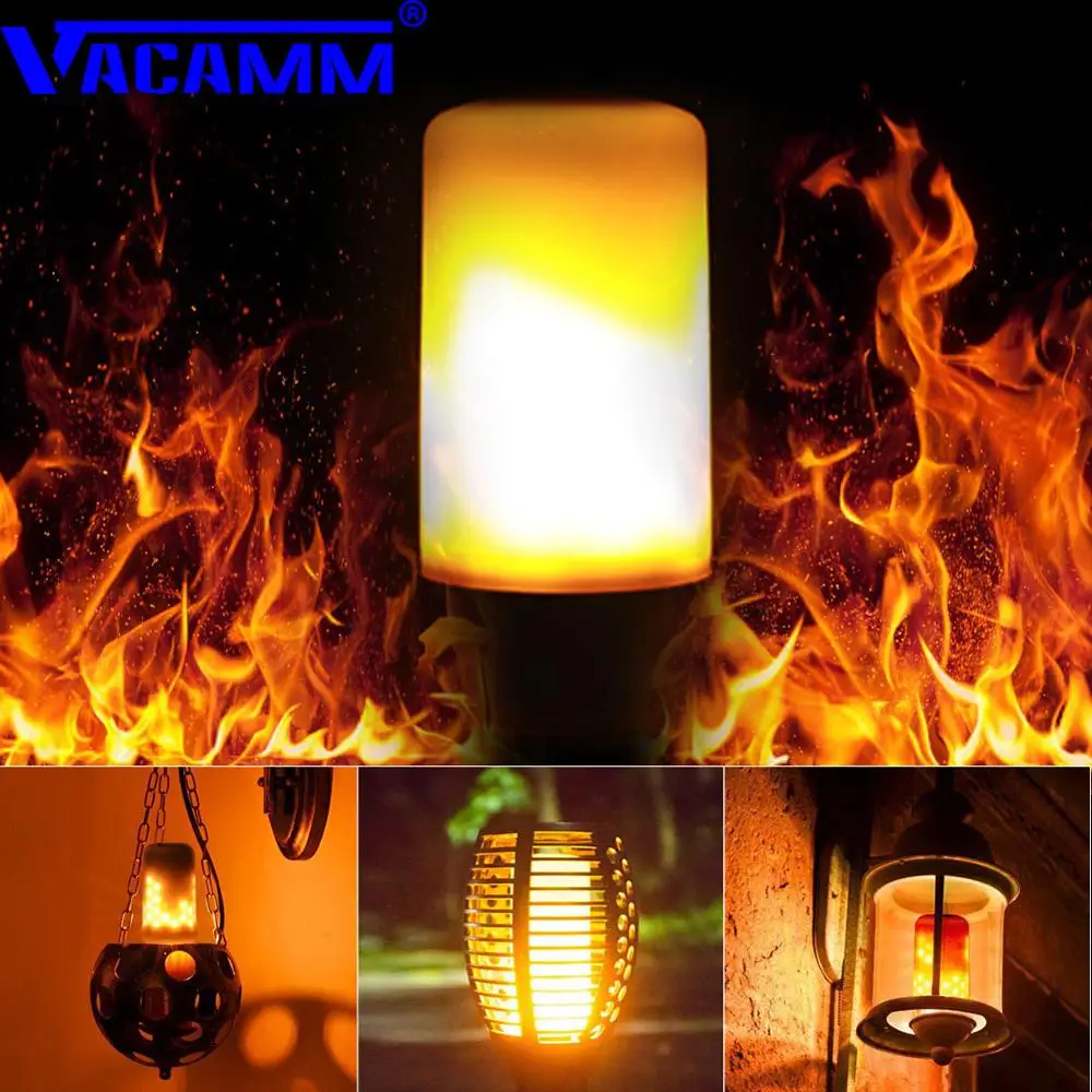 Vacamm E27 E26 LED Flame Effect Light Bulb SMD2835 Flickering