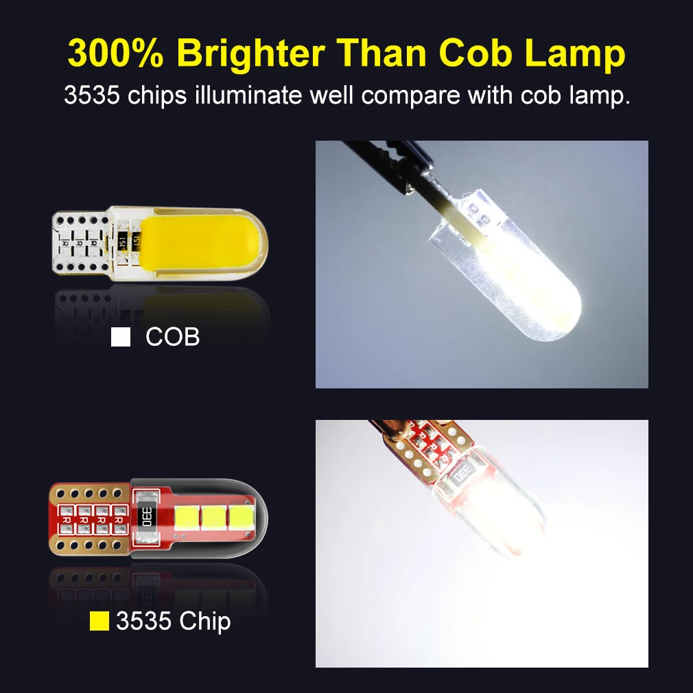 2 шт. Автомобильные светодиодные лампы T10 W5W WY5W 168 194 6SMD 3535|Сигнальная лампа| |