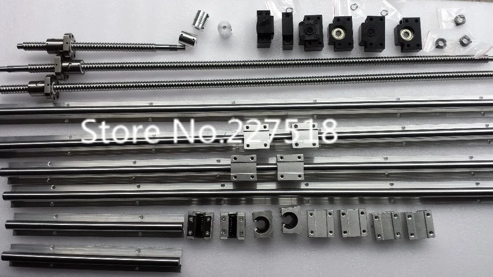 6 sets linear rail SBR16 L350/900/1100mm+SFU1605-350/900/1100mm ball screw+3 BK12/BF12+3 DSG16H nut+3 Coupler for cnc