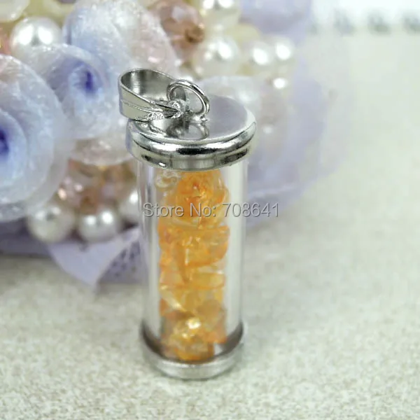 ( 24 pieces/lot) Feng Shui Wish Bottle Natural Chips Stones Citrine Crystal Glass Wishing Bottle