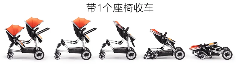 Высокая Ландшафтная детская коляска для детей 0-3 лет, двойная откидывающаяся кожаная коляска