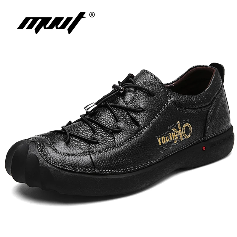 

2018 Winter New Genuine Leather Shoes Men Top Quality Leather Casual Shoes British Style Men Flats Rubber Sole Men Footwear