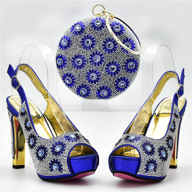 

Italian Ladies Shoes and Bags To Match Set Decorated with Rhinestone African Women Shoes Bags Set Nigerian Women Party Shoes Bag