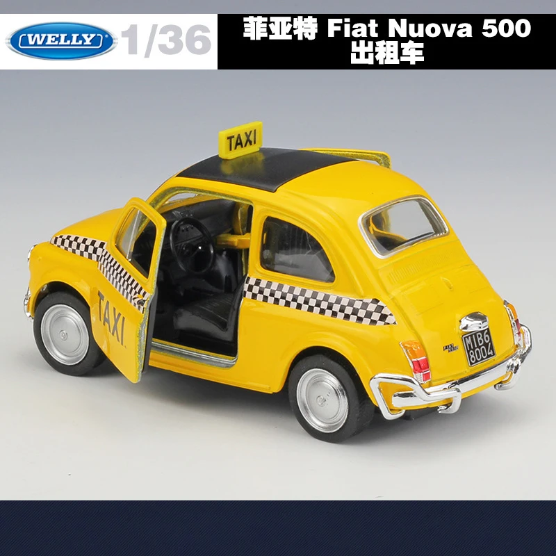 WELLY 1:43 Fiat Nuova500 TAXI Toy Children DIE-CAST Yellow WELLY 1:43 Fiat Nuova500 TAXI Toy Children DIE-CAST Yellow