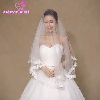 

Hot Sale High Quality Wholesale 1.5 Meters Wedding Veil Bridal Accesories Lace Edge Veil Bridal Veils White Veu De Noiva 2018