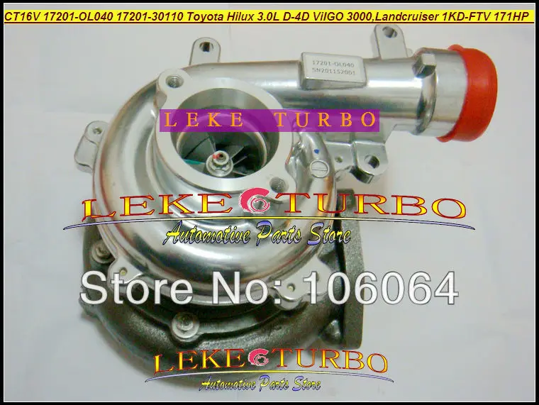 CT16V 17201-OL040 17201-0L040 17201-30110 Turbo для TOYOTA Landcruiser Land cruiser HI-LUX Hilux ViGO3000 1KD-FTV 1KDFTV 3.0L D