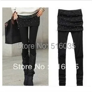 

Free Shipping Spring Fall Winter Thick Women's Skirt Pants Skirts with Leggings Elastic Waist Hip Mini Skirt Leggings 2 colors