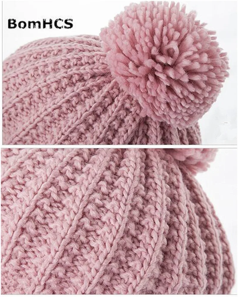 BomHCS Модные женские зимние толстые теплые вязаная шапка ручной работы объемная вязаная шапка шапки подарок