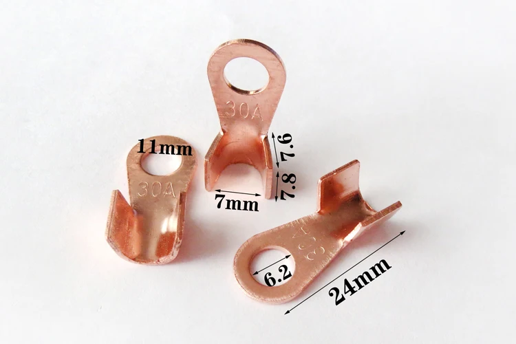 

20pcs/lot OT-30A 6mm Dia Copper Circular Splice Terminal L4 Wire Naked Connector For 2.6-6Wire Free Shipping